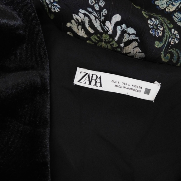 ZARA Velvet Vest Metallic Floral Print Dress Retro Ruffle Chic 8778/242 Large - Picture 13 of 16